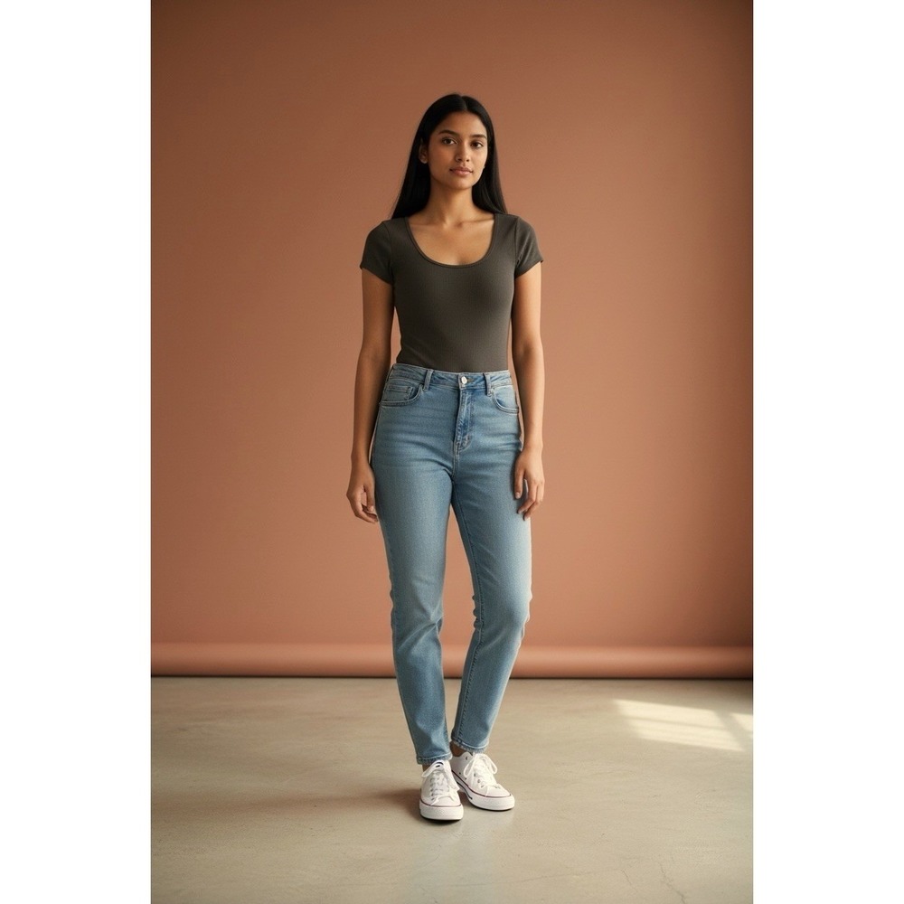 American Eagle Ribbed Short Sleeve Scoop Neck Bodysuit Dark Gray Charcoal‎ Small